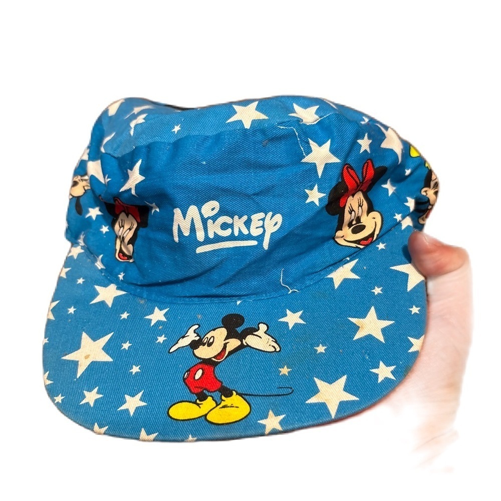 Vintage Mickey Mouse Hat Retro Blue Painters Cap Disney Character Stars Child